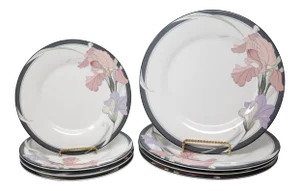 Vintage "Cafe Du Soir" Iris Flowers Dinnerware by Noritake - Set of 8