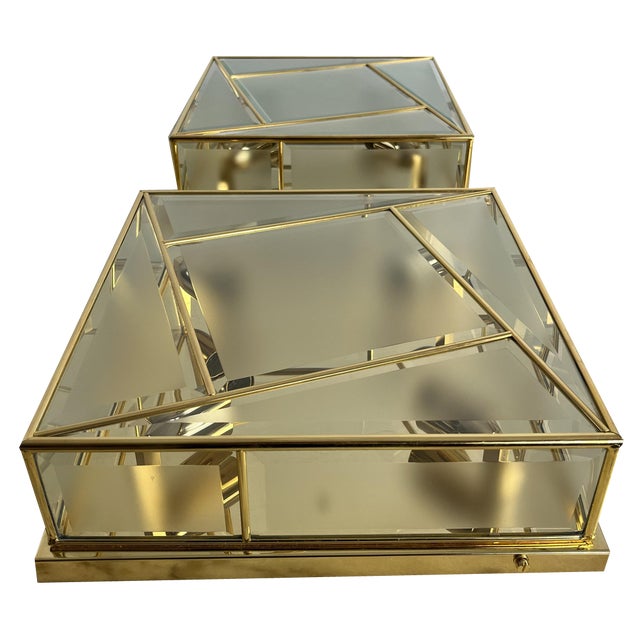 Large Vintage Square Four-Light Ceiling Lights, 1980s, Set of 2 For Sale