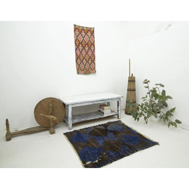 Blue & Dark Gray Vintage Tulu Rug For Sale In Los Angeles - Image 6 of 7
