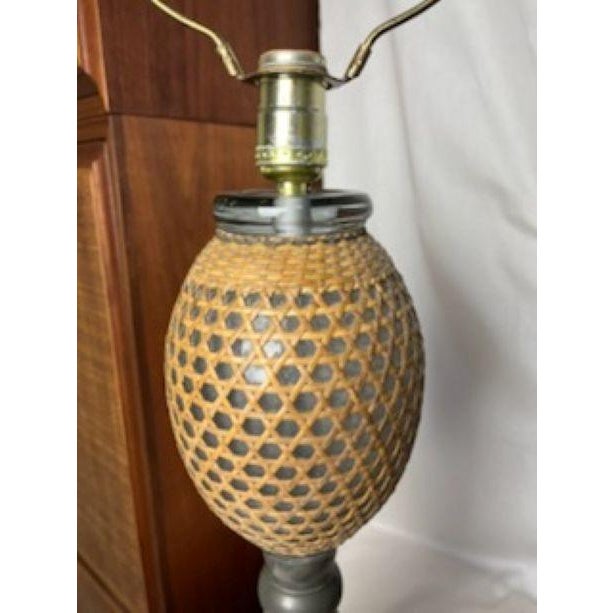 Late 19th Century French Victorian Cane Wrapped Seltzer Bottle Lamp For Sale - Image 4 of 13