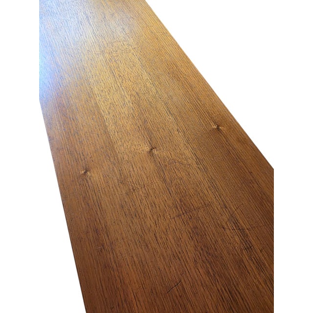 Mid Century Modern Walnut Console Table With Brass Spindles, Vintage Entryway Table For Sale - Image 10 of 11