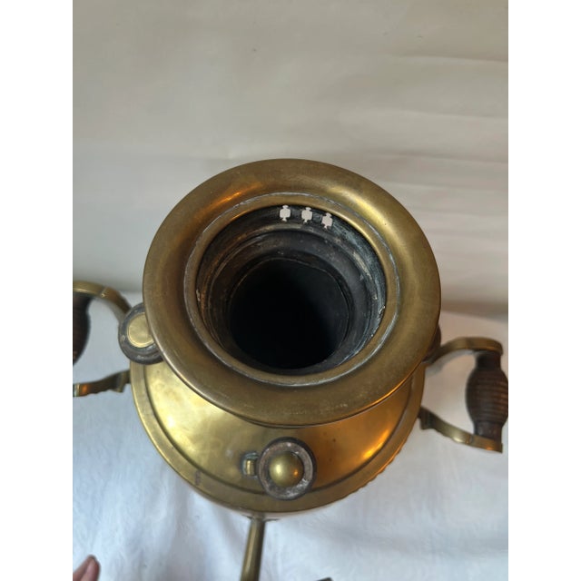Antique Melon Shape Golden Shiny Brass Russian Samovar/Hot Urn for Tea With Platter For Sale - Image 10 of 13