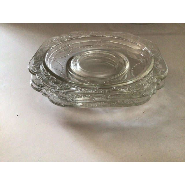Federal Glass Federal Glass Madrid Etched & Clear Saucers - Set of 3 For Sale - Image 4 of 7