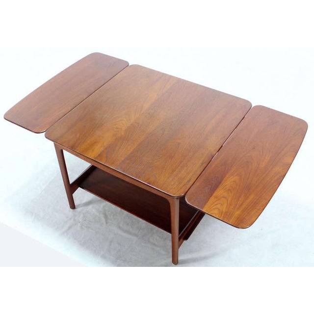 Brown Danish Mid Century Modern Square Solid Teak Drop Leaf Coffee Side Table MINT! For Sale - Image 8 of 10