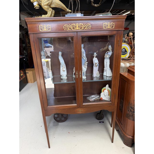 Mahogany Brass Inlaid Display Cabinet, 1990s For Sale - Image 6 of 6