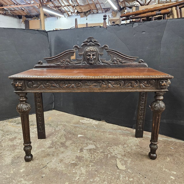 Late 19th Century Carved Oak Antique Victorian Hall Table For Sale - Image 12 of 18