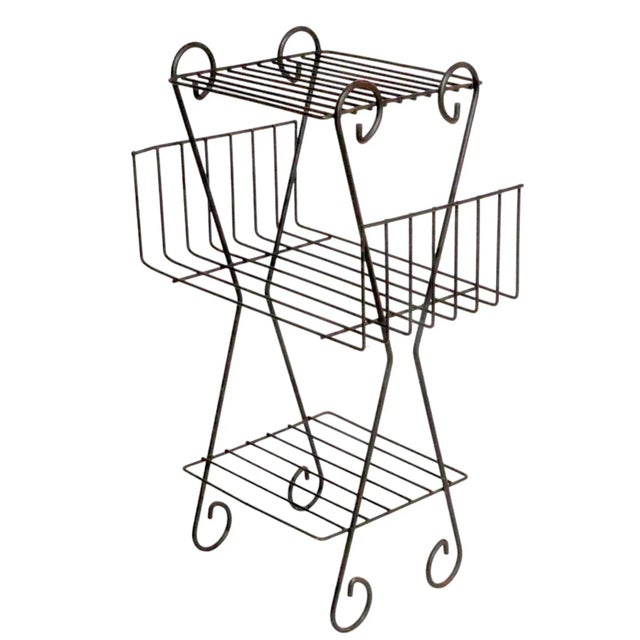 Mid Century Wrought Iron Wire Plant Stand Shelf Rack Chairish