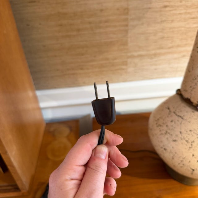 Mid 20th Century Mid Century Modern Tall Cork and Brass Table Lamp For Sale - Image 12 of 12