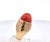 Mid-Century Modern 1940s Yellow Gold Mediterranean Coral Cocktail Ring, Unique Design, Size 6.5 For Sale - Image 3 of 8