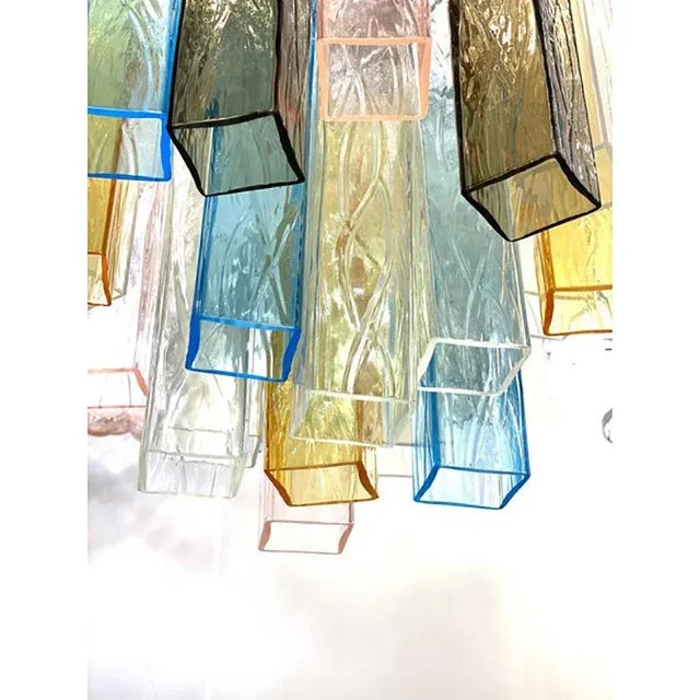 Contemporary Multicolored Squared Murano Glass Chandelier by Simoeng For Sale - Image 3 of 11