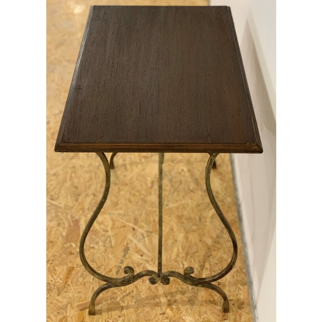 19th French Bistro Table With Iron Lyre Legs & Wood Top With Drawer For Sale - Image 4 of 11
