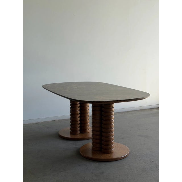 Vintage Marble Top With Sculptural Oak Base For Sale - Image 9 of 12