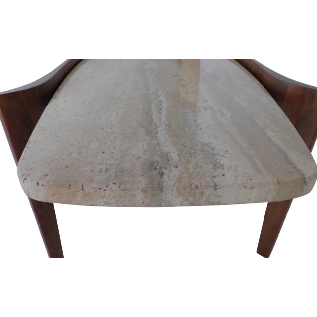 1950s Bertha Shafer Singer & Sons Walnut and Marble Coffee Table For Sale - Image 5 of 10