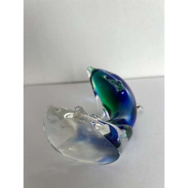 1970s Mouth-Blown Murano Style Dolphin Glass Paperweight For Sale In Miami - Image 6 of 10