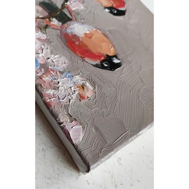 Contemporary Vivek Mandalia, Bullfinch Birds, Oil on Canvas For Sale - Image 3 of 4