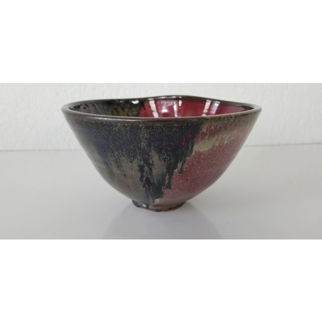 Mid-Century Modern 1980s Mindri Artistic Art Glaze Pottery Bowl For Sale - Image 3 of 11
