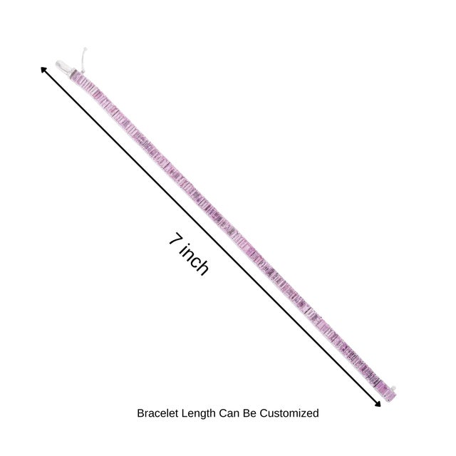 Baguette Cut 10.47 Ct Pink Sapphire Linear Tennis Bracelet for Valentine in Silver, 7 Inch For Sale - Image 12 of 14