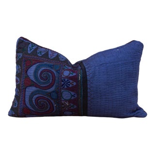 Thuza Antique Indigo Grain Sack Pillow For Sale