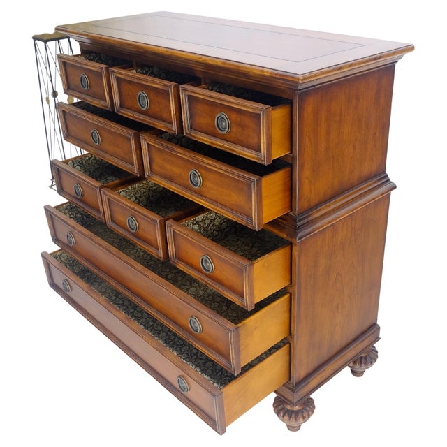 Baker 10 Drawer High Boy Chest Dresser Paper Lined Drawers MINT!