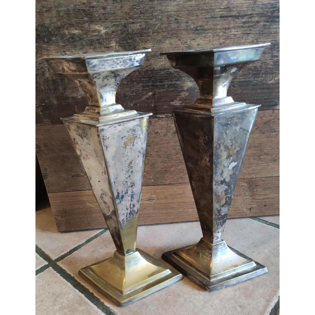 Mid-Century Art Deco Candlesticks, 1970s, Set of 2 For Sale - Image 10 of 11
