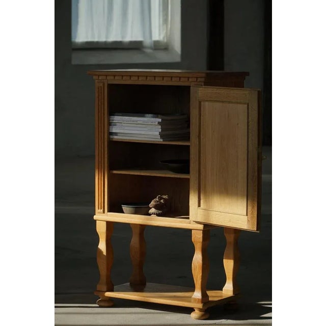 Mid-Century Modern Sculptural Carved Oak Cabinet, Denmark, 1950s For Sale - Image 12 of 18