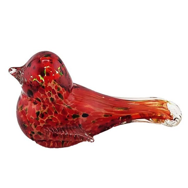 Contemporary Hand Blown Murano Glass Bird Red Millefiore Style - Paper Weight For Sale - Image 3 of 4