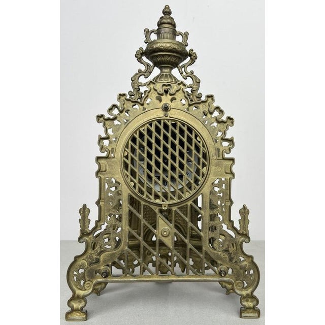 Vintage French Ornate Roman Numeral Quartz Mantel Clock For Sale - Image 6 of 7