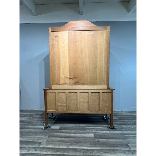 1960s Mid Century Belgian Oak Display Cabinet For Sale - Image 4 of 11