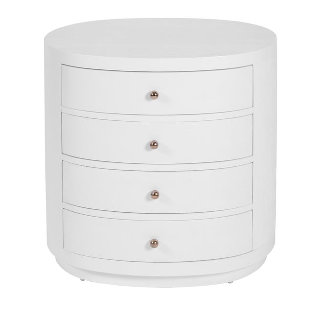 Nora 28 in. W Oval Wood 4 Drawer Nightstand, Textured White For Sale In Chicago - Image 6 of 11