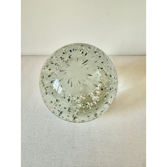 Mid-Century Modern Pair of Controlled Bubble Bullicante Bookend Orbs, Murano Style For Sale - Image 3 of 9