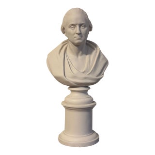 Antique 19th Century English Parian Porcelain Library Bust of President George Washington After Houdon Dated 1853 For Sale
