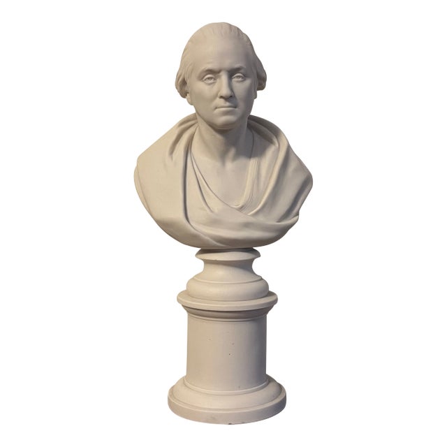 Antique 19th Century English Parian Porcelain Library Bust of President George Washington After Houdon Dated 1853 For Sale
