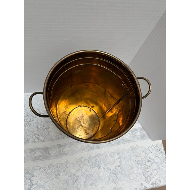 1990s Vintage Solid Brass Umbrella Vessel or Waste Basket For Sale - Image 5 of 7
