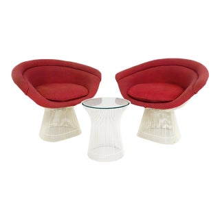 Vintage Warren Platner for Knoll Lounge Chairs & Table - Set of 3 For Sale