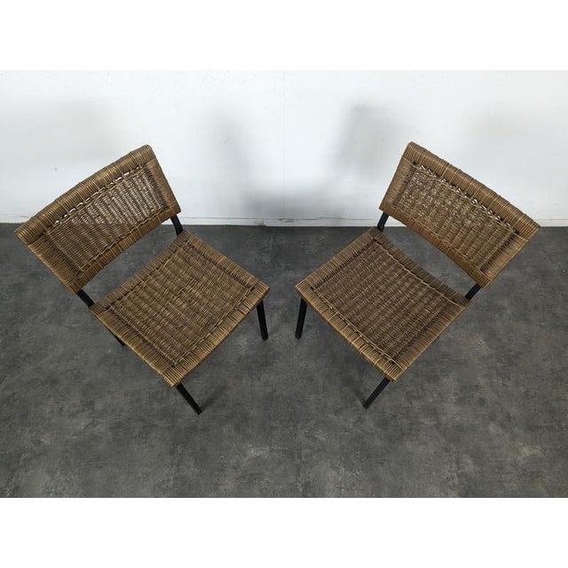 Modern Vintage Modernist Rattan Chairs, 1950s, Set of 2 For Sale - Image 3 of 7
