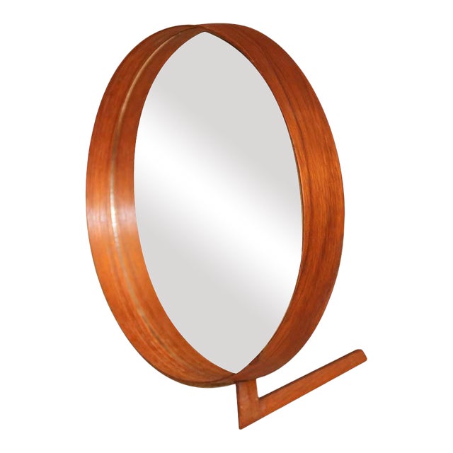 Mid Century Uno and Osten Kristiansson Teak Table Mirror Luxus Sweden For Sale