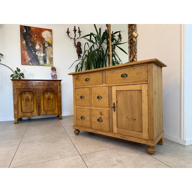 Art Nouveau Shop Chest in Spruce Softwood, 1890s For Sale - Image 3 of 12