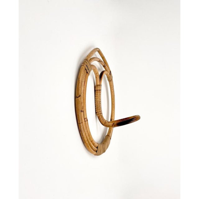 Gold Mid-Century Italian Coat Racks in Rattan and Bamboo, 1960s, Set of 2 For Sale - Image 8 of 14