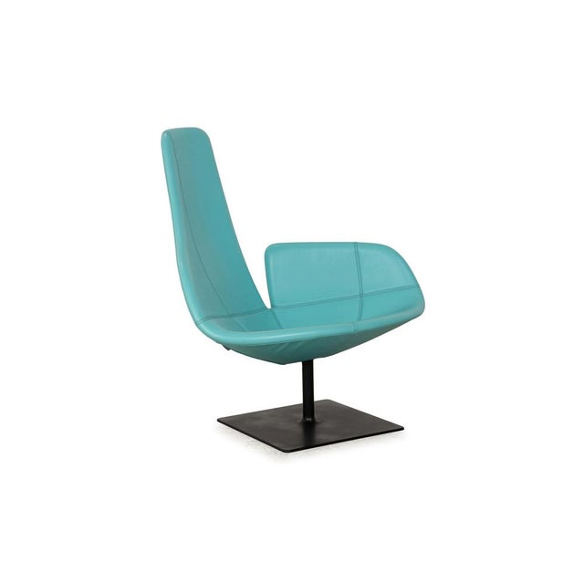 Fjord Leather Armchair in Turquoise Blue by Patricia Urquiola for Moroso For Sale - Image 11 of 11