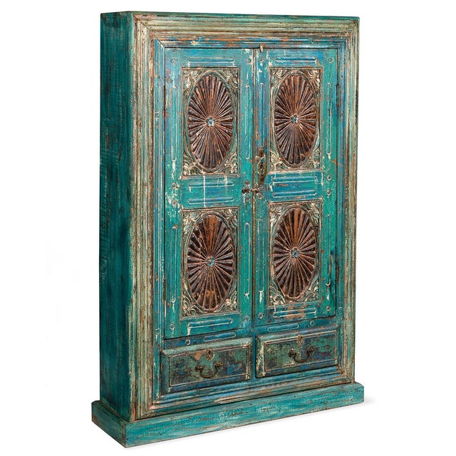 Blue Indian Turquoise Cabinet, 1920s For Sale - Image 8 of 8
