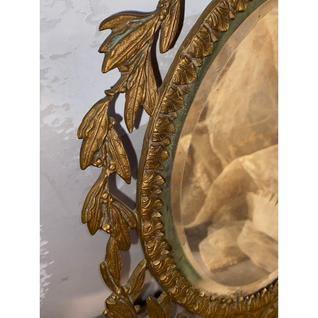 Gilded Bronze Figural Wall Mirror Sconce With Candle Holders. For Sale - Image 4 of 11