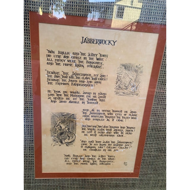 A charming framed print of Lewis Carroll’s beloved nonsense poem “Jabberwocky,” the iconic piece from Through the Looking-...