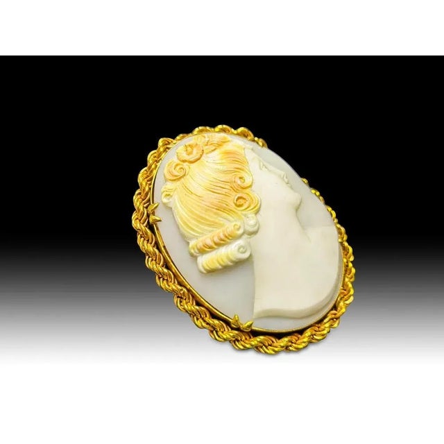 Metal 20th Century Oval Pendant in Yellow Gold Cameo in 18k, 1920s For Sale - Image 7 of 10