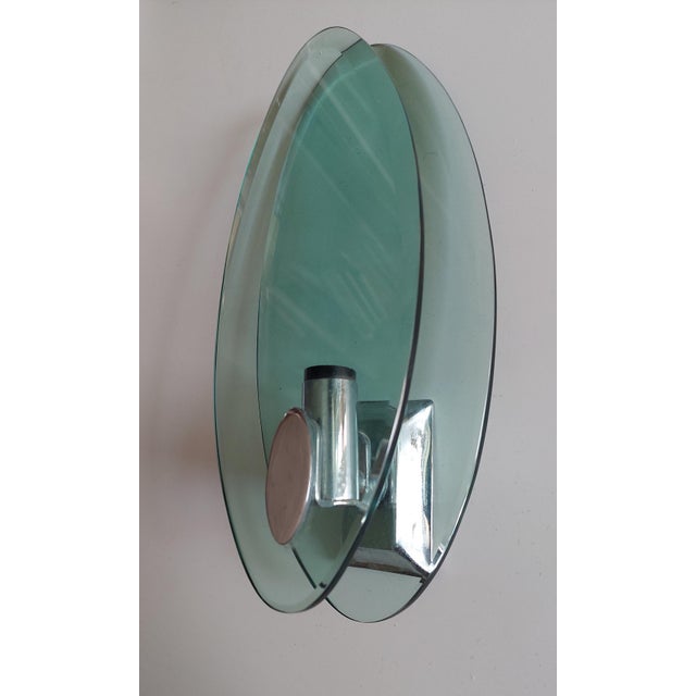 Blue Italian Glass Wall Lights from Fontana Arte, 1970s, Set of 2 For Sale - Image 8 of 12