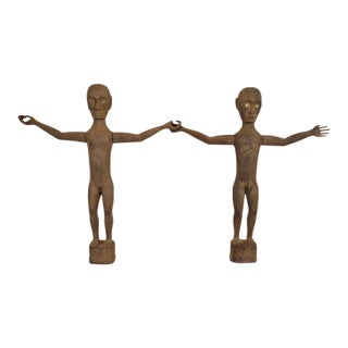 Vintage Pair of Ancestral Borneo Figures For Sale