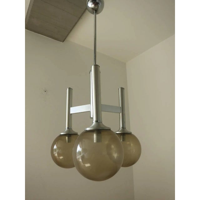Pair of Italian Chandeliers W/ Opaline Murano Glass Hand Blown, 1960s