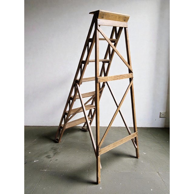 Brown Library Step Stool, 1950s For Sale - Image 8 of 9