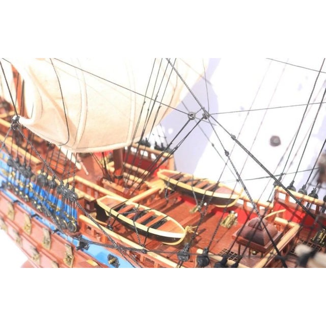 Exquisite Handcrafted Wooden Ship Model – Luxury Nautical Home Decor Statement Piece for Modern Interiors For Sale - Image 13 of 13