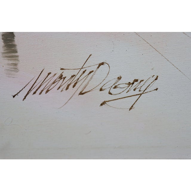 Abstract signed oil on canvas painting in gilded frame.