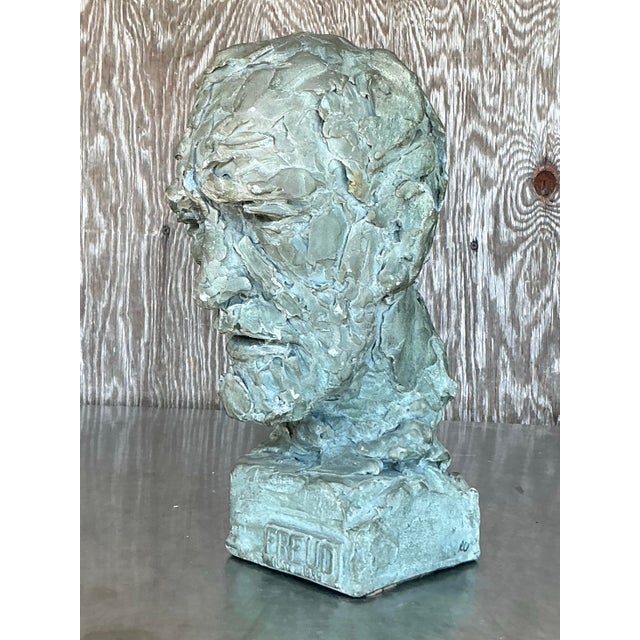 Vintage Postmodern Plaster Bust of Freud For Sale - Image 9 of 10
